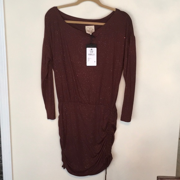 NWT Chaser Brown Sparkle Dress - Picture 2 of 5